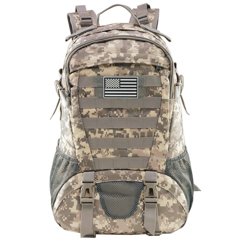 Jueachy حقيبة ظهر تكتيكية جويشاي للرجال للتنزه حقيبة يومية موللي حقيبة عسكرية مقاومة للماء سعة 30 لتر مع شارة علم الولايات المتحدة نمط ACU - Image 1